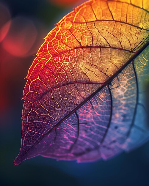Kolorowe liście z abstrakcyjnymi wzorami
