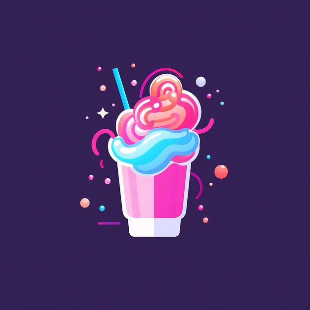 Kolorowe logo milkshake super szczegóły 4k