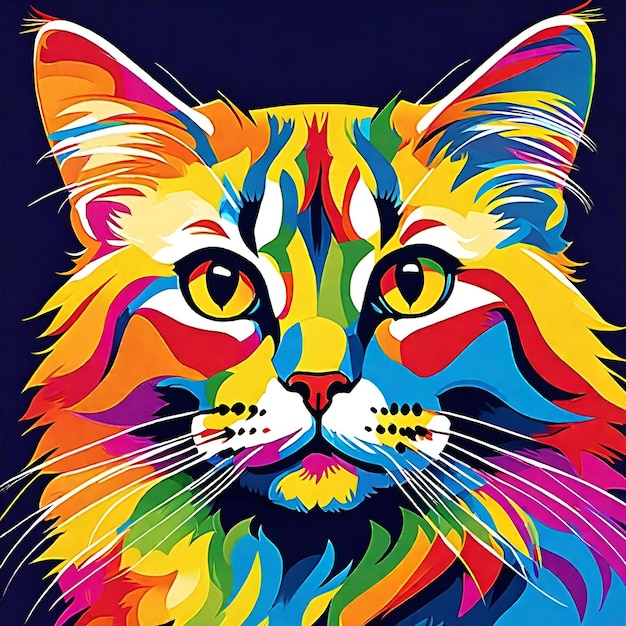 Kolorowe logo z twarzą kota