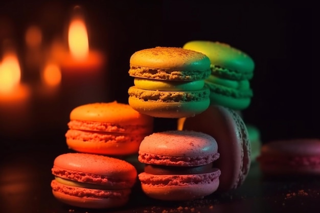 Kolorowe macarons zbliżenie Gift Macarons Skopiuj miejsce Generatywna AI