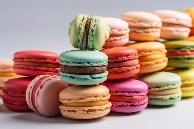 Kolorowe macarons zbliżenie Gift Macarons Skopiuj miejsce Generatywna AI