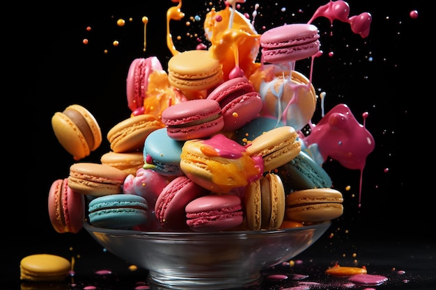 Kolorowe makaroniki kreatywne wypieki i słodycze Generacyjna AI