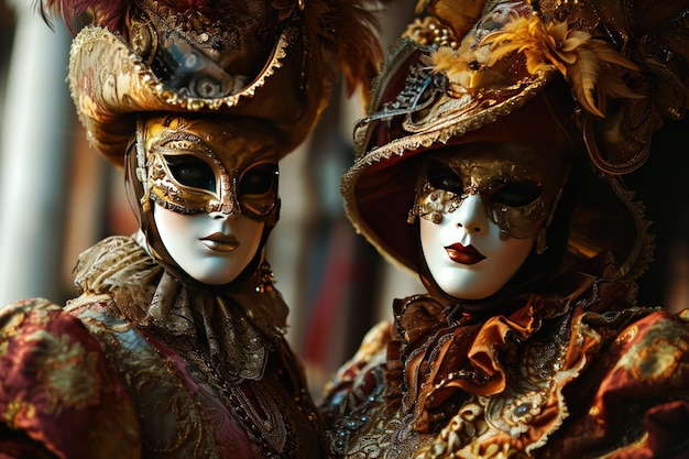 Kolorowe maski karnawałowe Mardi Gras Tradycyjny festiwal wenecki