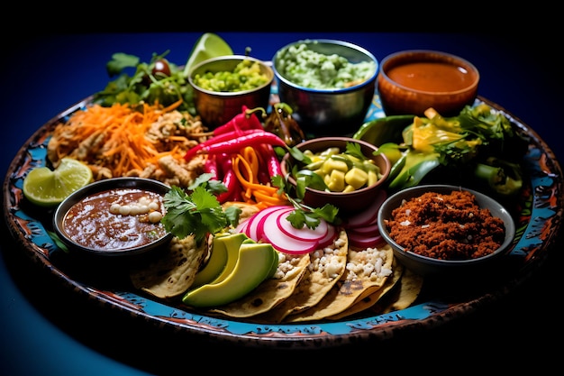 Kolorowe meksykańskie talerze, zdjęcie meksykańskiego jedzenia