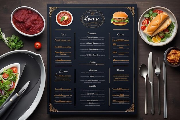 Zdjęcie kolorowe menu pionowe restauracji