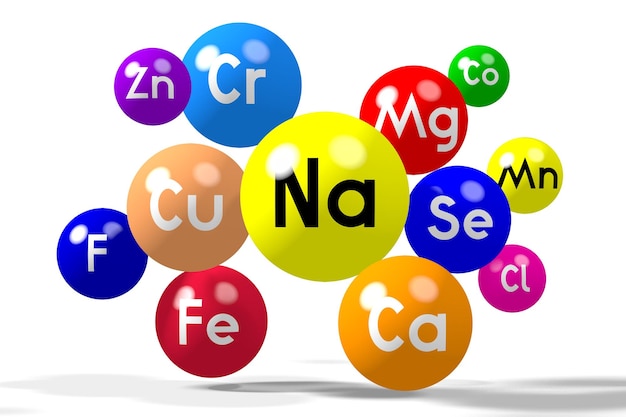Kolorowe minerały na białym tle ilustracji 3D