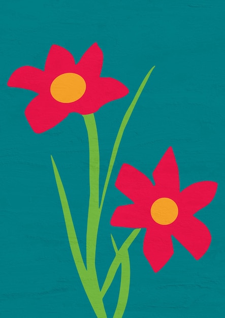 Kolorowe minimalistyczne wycięte kwiaty sztuki botanicznej