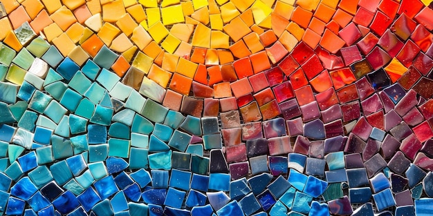 Kolorowe mozaikowe płytki ścienne w kolorach tęczy