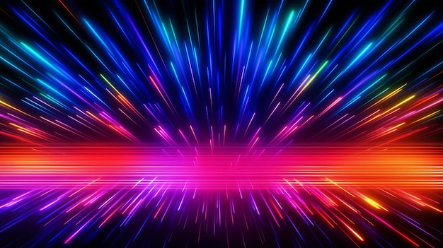 Kolorowe neonowe linie światła prędkości tła Ilustracja generowana przez Fiber op AI