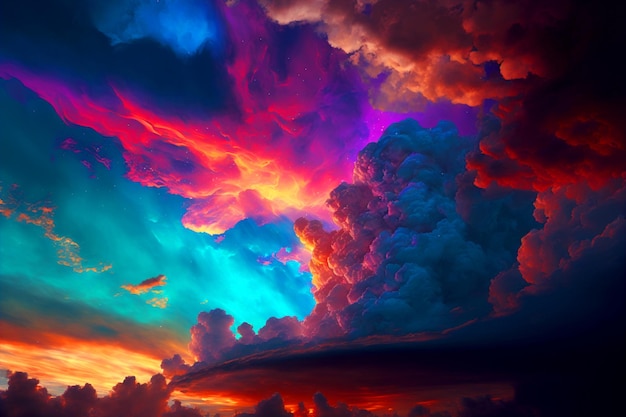 Kolorowe niebo z chmurami