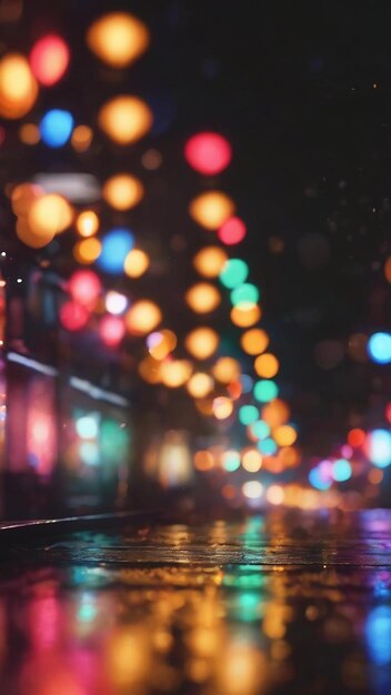 Kolorowe, niewyraźne światła bokeh w nocy