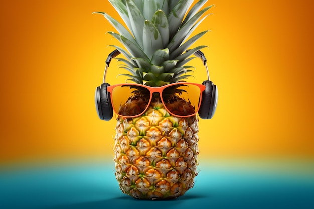 Kolorowe okulary przeciwsłoneczne Ananasowa Podróż i wibracje muzyczne na hipsterskie wakacje