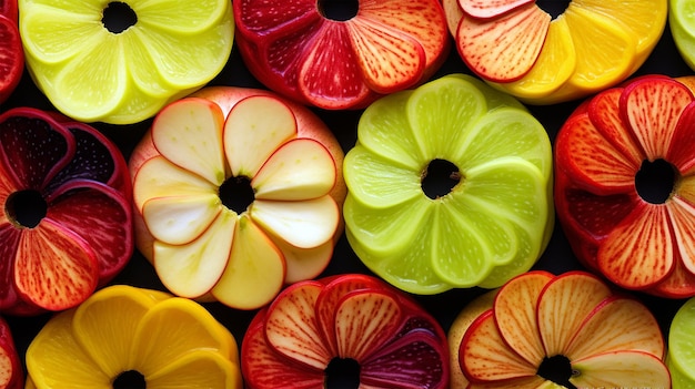 Kolorowe owoce generowane przez sztuczną inteligencję