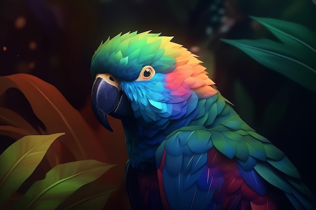 Kolorowe papugi w leśnej ilustracji