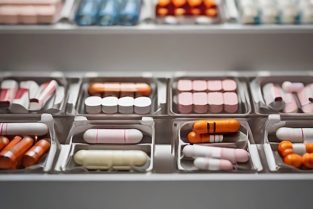 Zdjęcie kolorowe pigułki leki antybiotyki tabletki leki