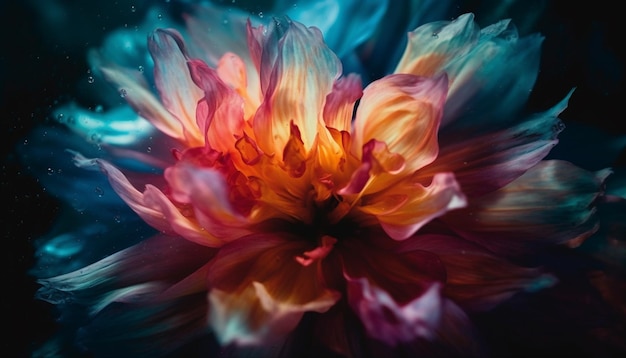 Zdjęcie kolorowe płatki w abstrakcyjnym wzorze kwiatowym symbolizują piękno natury generowane przez sztuczną inteligencję