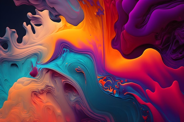 Kolorowe płynne abstrakcyjne tło sztuki Generowane AI