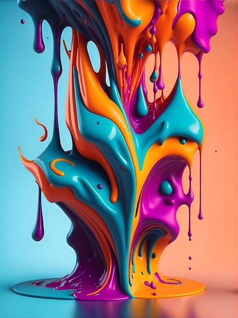Kolorowe płynne plakaty 3d z abstrakcyjnymi kształtami plusk