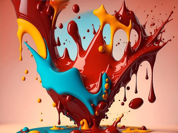 Kolorowe płynne plakaty 3d z abstrakcyjnymi kształtami plusk