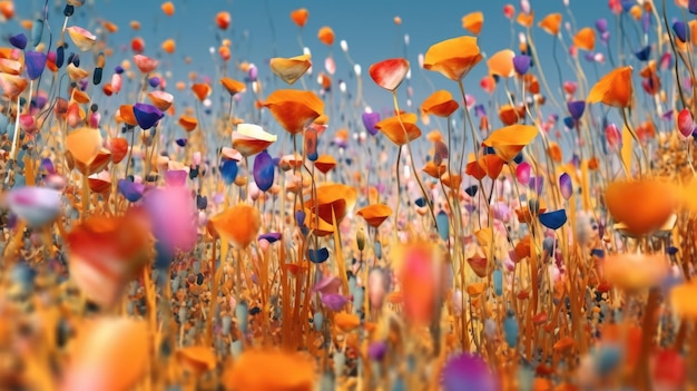 Kolorowe pole polnych kwiatów