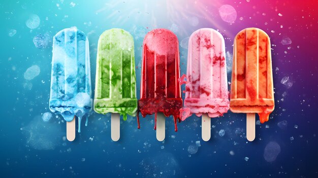 Kolorowe popsicle i lody tło stworzone przez ai