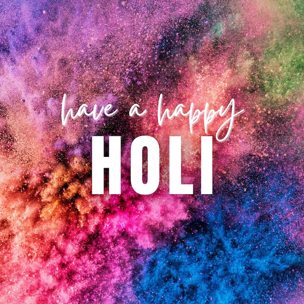 Zdjęcie kolorowe pozdrowienia happy holi post na instagramie