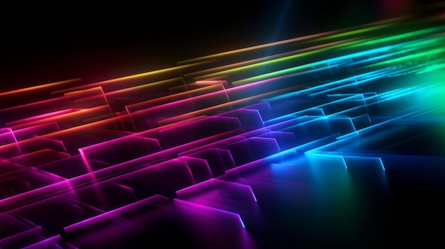 Kolorowe promienie Tło z neonową poświatą generatywną AI