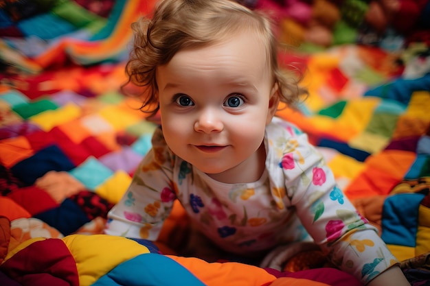 Zdjęcie kolorowe przygody w czasie zabawy ciekawe chwile małej dziewczynki na matce