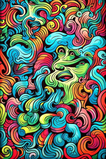 Kolorowe psychedeliczne tło z wirami i wirami