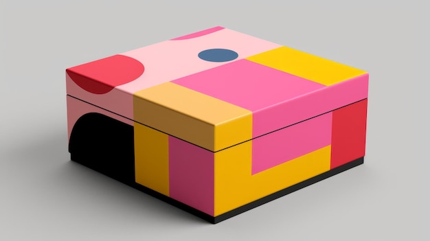 Kolorowe pudełko geometryczne realistyczne hiper szczegółowe renderowanie z minimalistycznym projektem z lat osiemdziesiątych