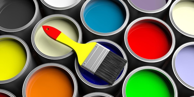 Kolorowe puszki farby tło ilustracja 3d