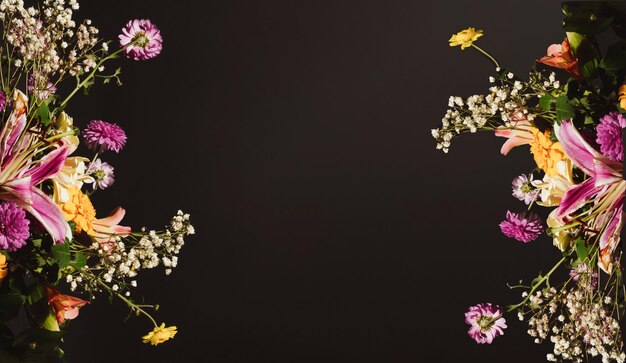 Kolorowe różne wiosenne kwiaty z miejscem na kopię Dekoracyjny projekt walentynkowy lub pomysł na dzień kobiet