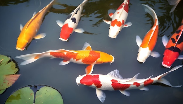 Kolorowe ryby Koi pływają w przyrodzie