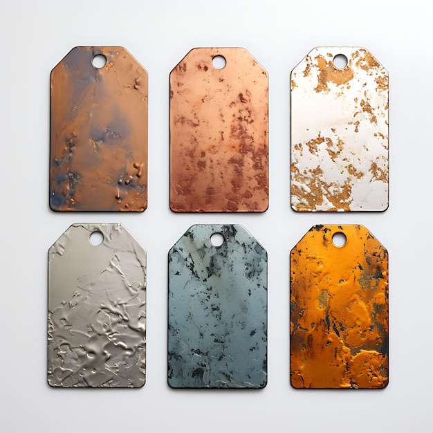 Kolorowe rzeźby z metalu z recyklingu Tag Card Metal Tag Card Abstract S szkic akwarelowy styl