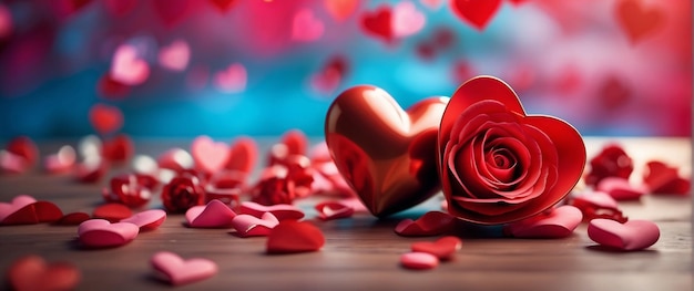 Kolorowe serce 3D na romantycznym obrazku Koncepcja projektowania tła przez Szczęśliwego Dnia Walentynek