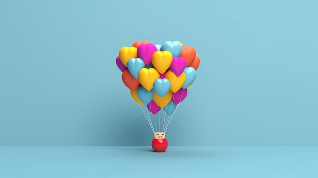 Kolorowe serce koncepcja kolekcji balonów powietrznych na białym tle Generative AI