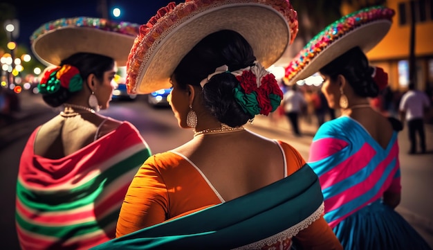 Kolorowe spódnice fruwają podczas tradycyjnego meksykańskiego tańca Generative AI