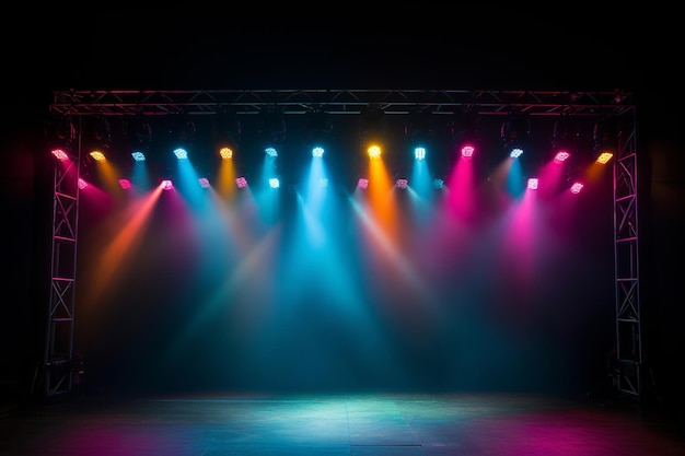 Zdjęcie kolorowe światła scenowe widok z przodu światło punktowe tło