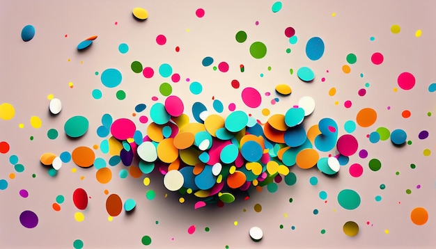 Kolorowe święto konfetti z błyszczącymi balonami dekorującymi tło generatywnej sztucznej inteligencji