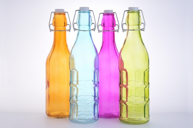 Kolorowe Szklane Butelki Z Hermetycznym Korkiem