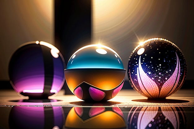 Kolorowe szklane kulki prześwitują przez światło, emitując kolorowe, piękne efekty świetlne i cieniowe