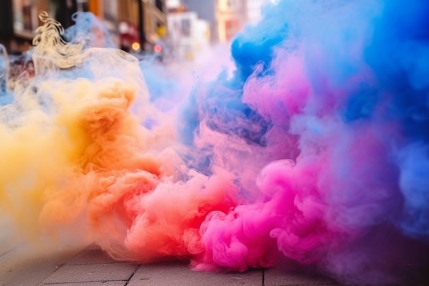 Kolorowe tęczowe dymy flagi dumy gejowskiej kolory AI Generated