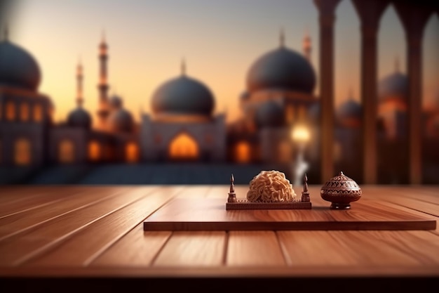 Kolorowe tło ramadanu z generatywną sztuczną inteligencją meczetu