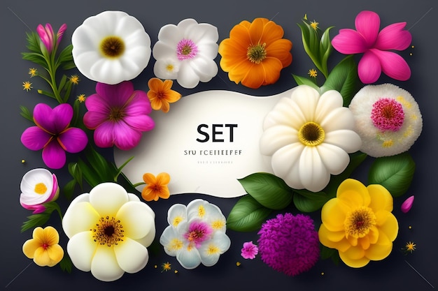 Zdjęcie kolorowe tło z obramowaniem kwiatów i miejscem na tekst.