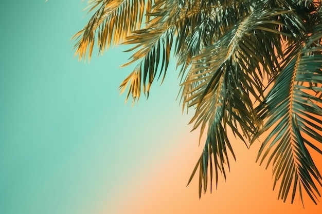 Kolorowe tło z palmą i napisem palma