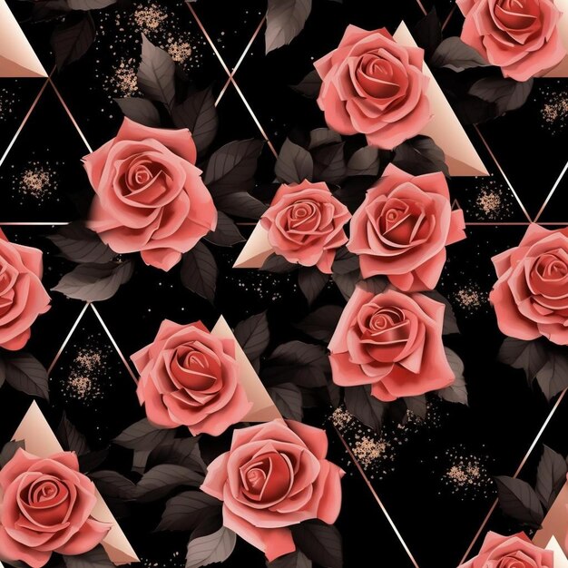 Zdjęcie kolorowe tło z różowymi różami i trójkątem.