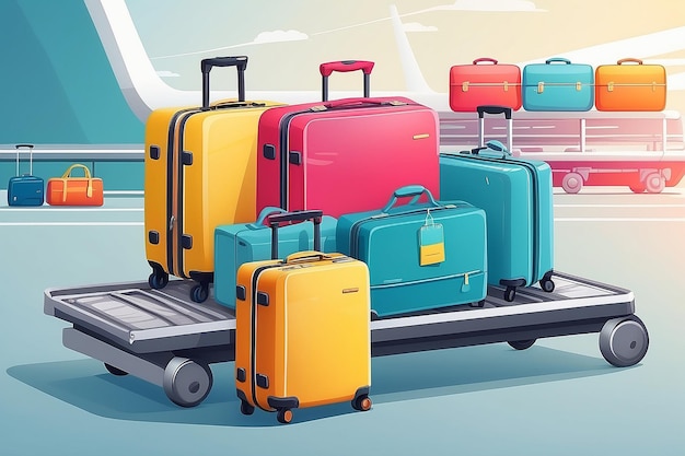 Kolorowe walizki na pasie przenośnym na lotnisku