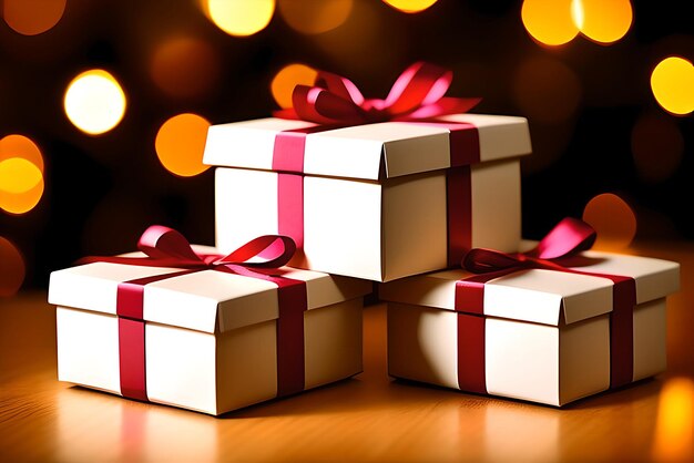 Zdjęcie kolorowe, wielokolorowe pudełka na prezenty świąteczne wesołych świąt i szczęśliwego nowego roku treści generowane przez sztuczną inteligencję