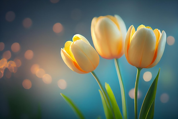 Kolorowe wiosenne tulipany Naturalne tło Generatywne AI
