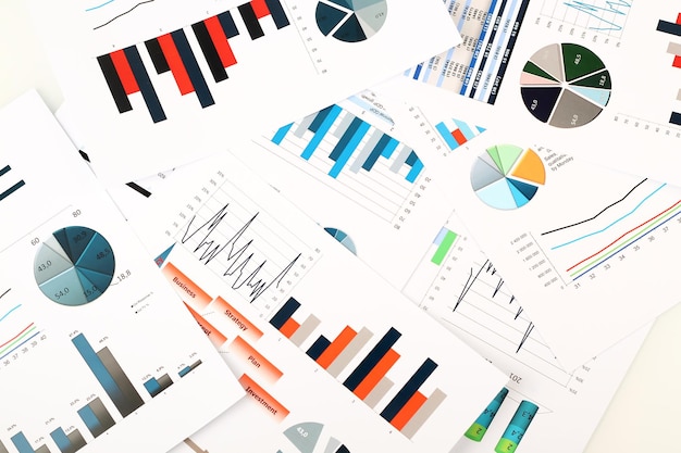 Kolorowe Wykresy Wykresy Badania Marketingowe I Biznes Raport Roczny Tło